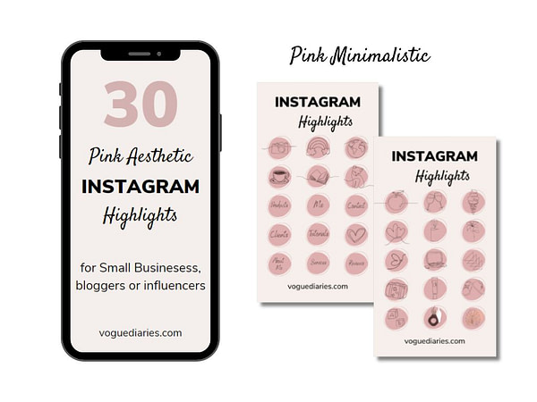 pink aesthetic instagram highlights, instant access, downloadable